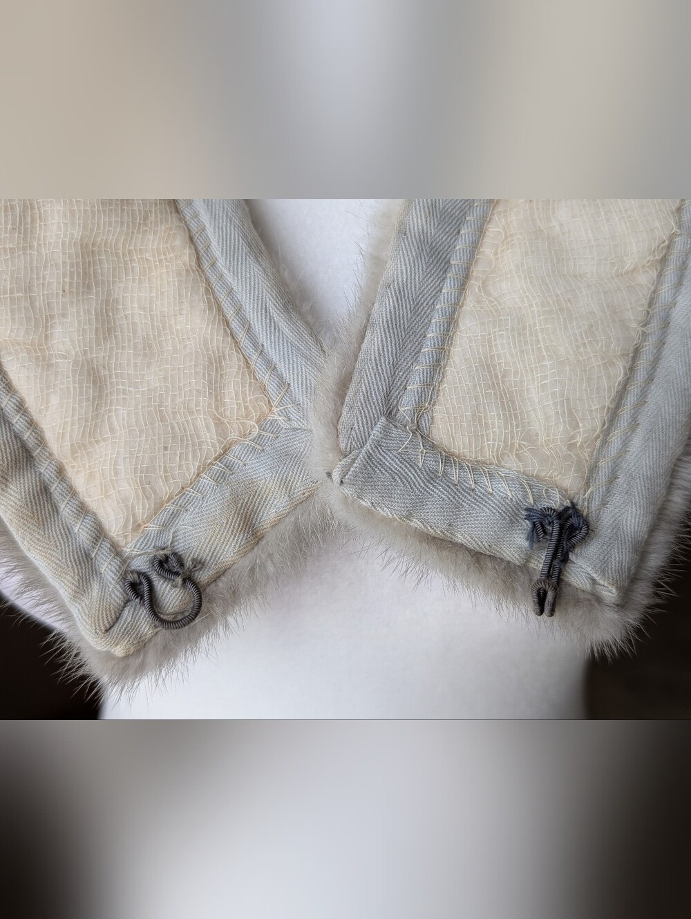 Vintage Genuine Mink Fur Collar Scarf Grey Beige 34" - Picture 11 of 13